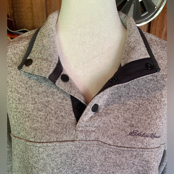 Eddie Bauer Gray Radiator Fleece Quarter Snap Button Pullover Size XL - Picture 3 of 12